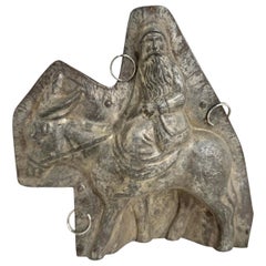 Le Santa Claus Belsnickle on Donkey Mule Chocolate Mold Antique 1900s Allemagne