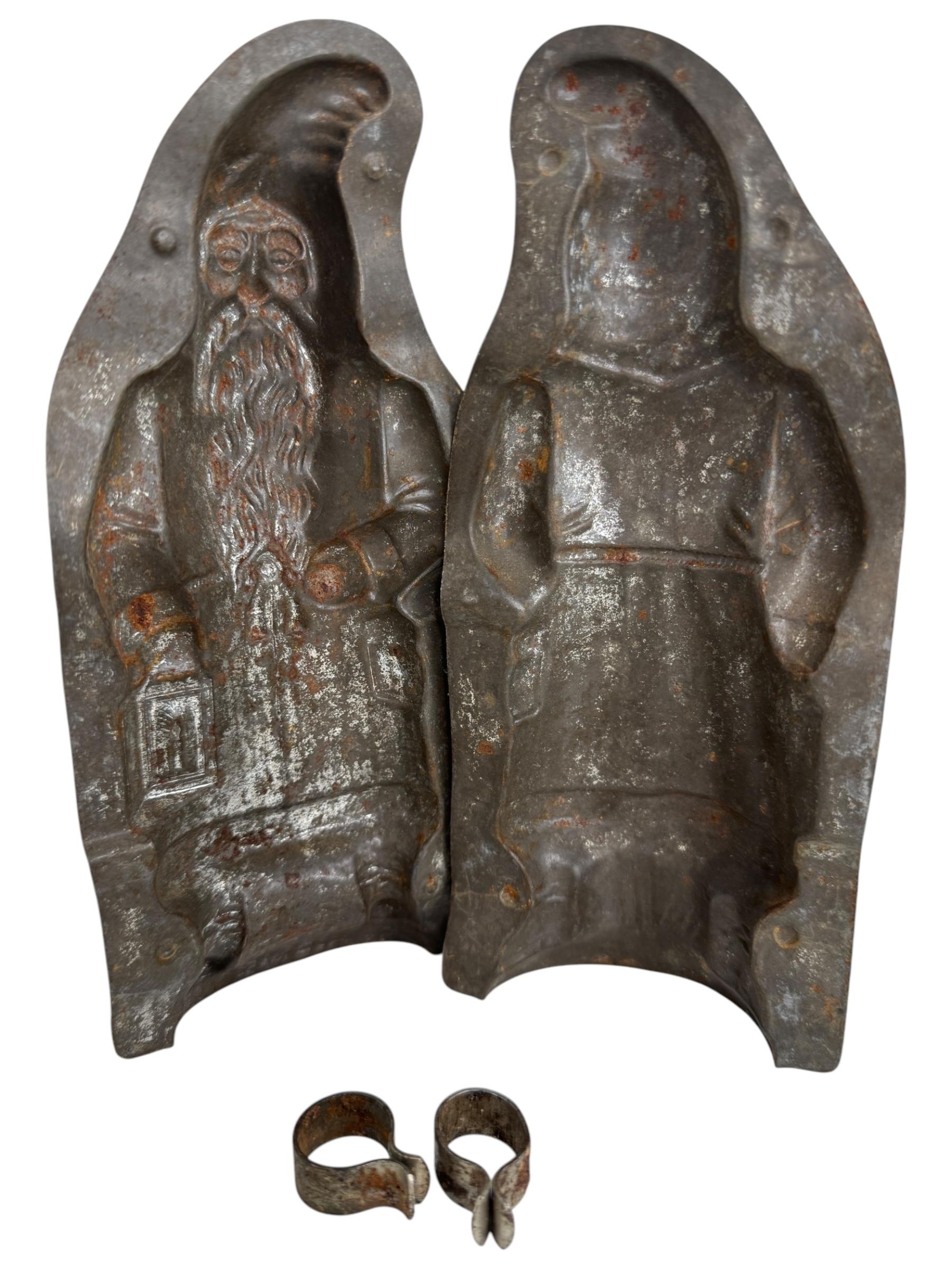 Santa Claus-Gürsnickle mit Laterne in Schokoladenform, antik, 1890er Jahre, Deutsch im Angebot 4