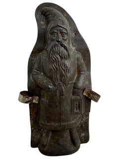 Santa Claus Belsnickle with Lantern Chocolate Mold Antique 1890s, German