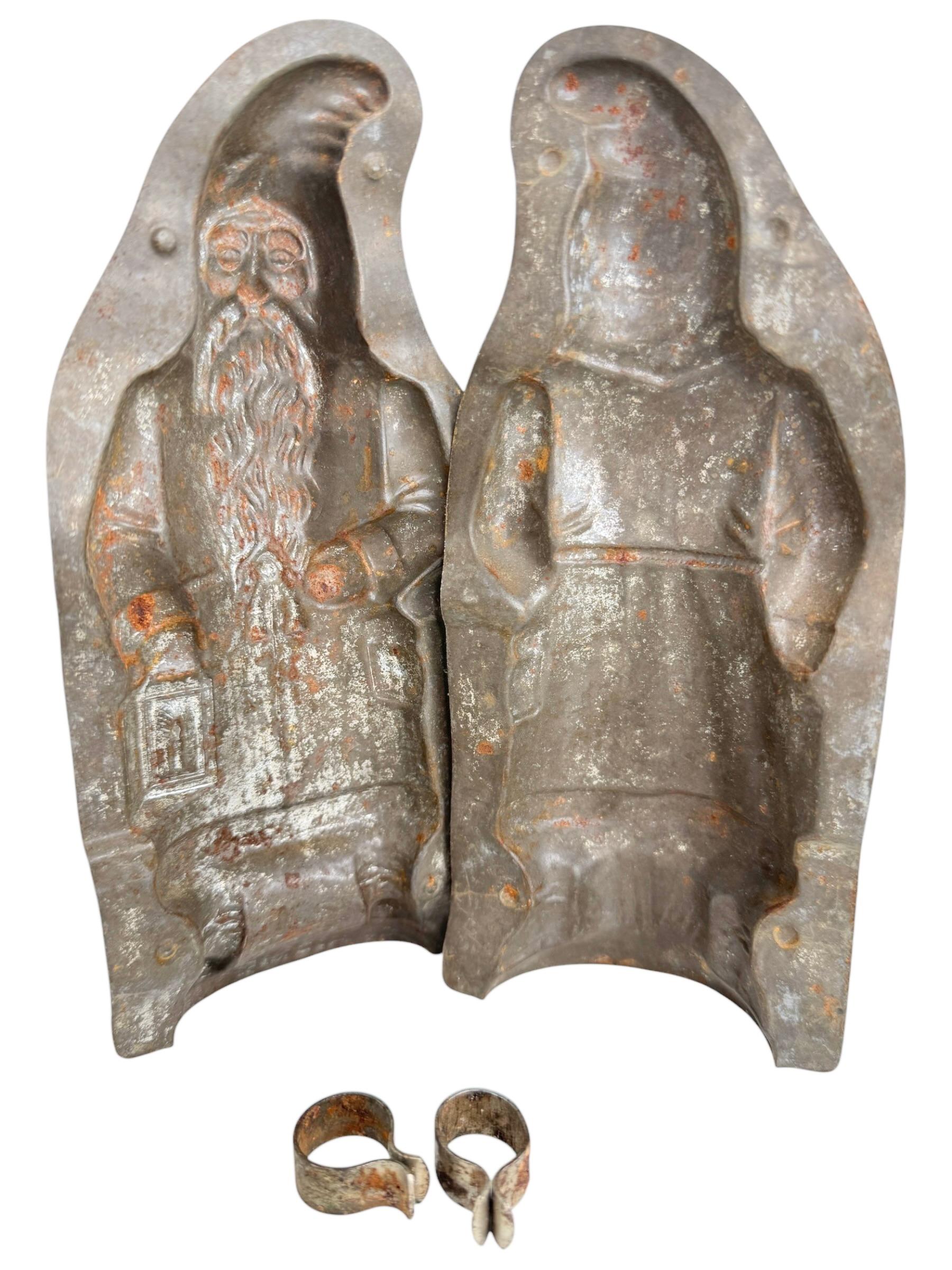 Santa Claus-Gürsnickle mit Laterne in Schokoladenform, antik, 1890er Jahre, Deutsch im Angebot 3
