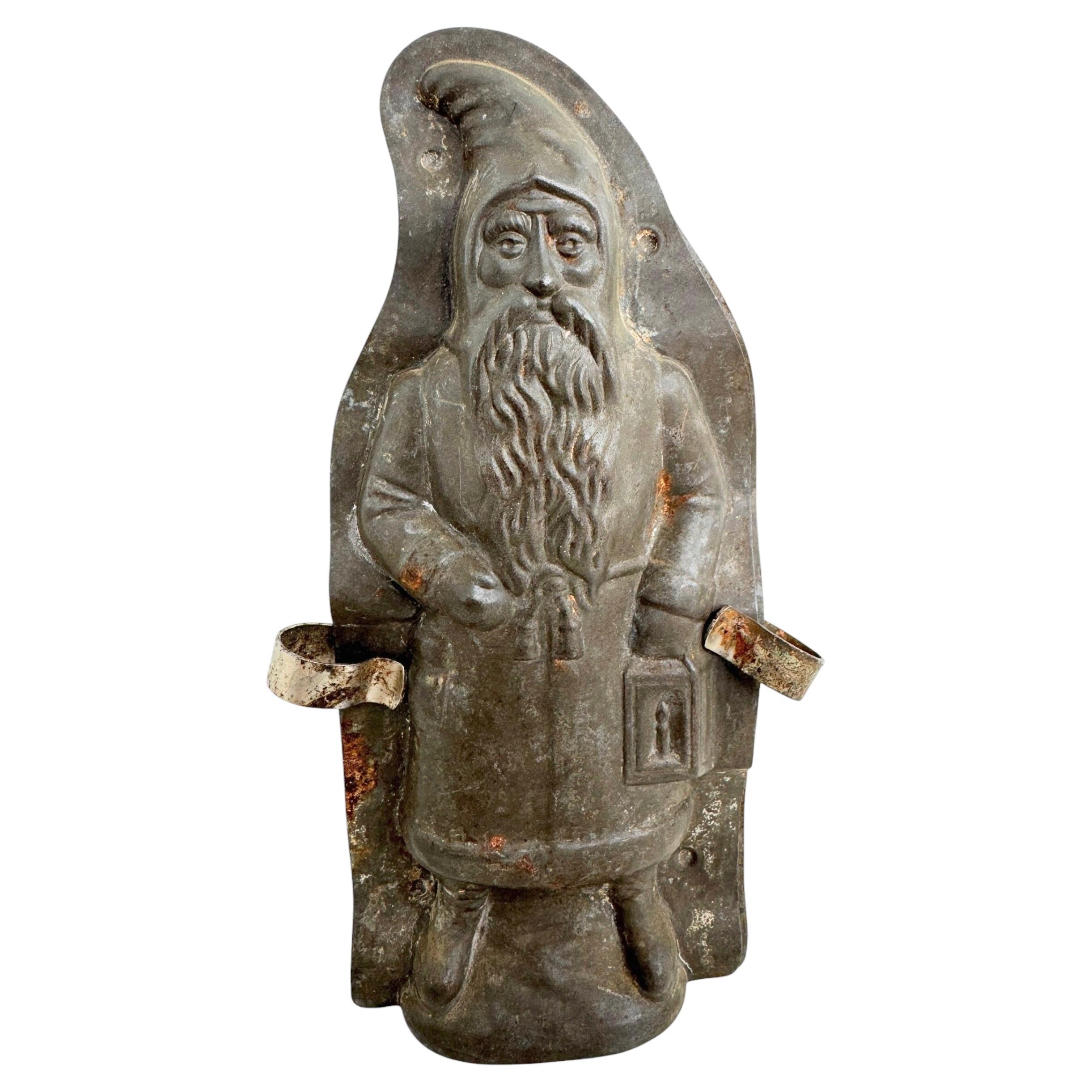 Santa Claus-Gürsnickle mit Laterne in Schokoladenform, antik, 1890er Jahre, Deutsch
