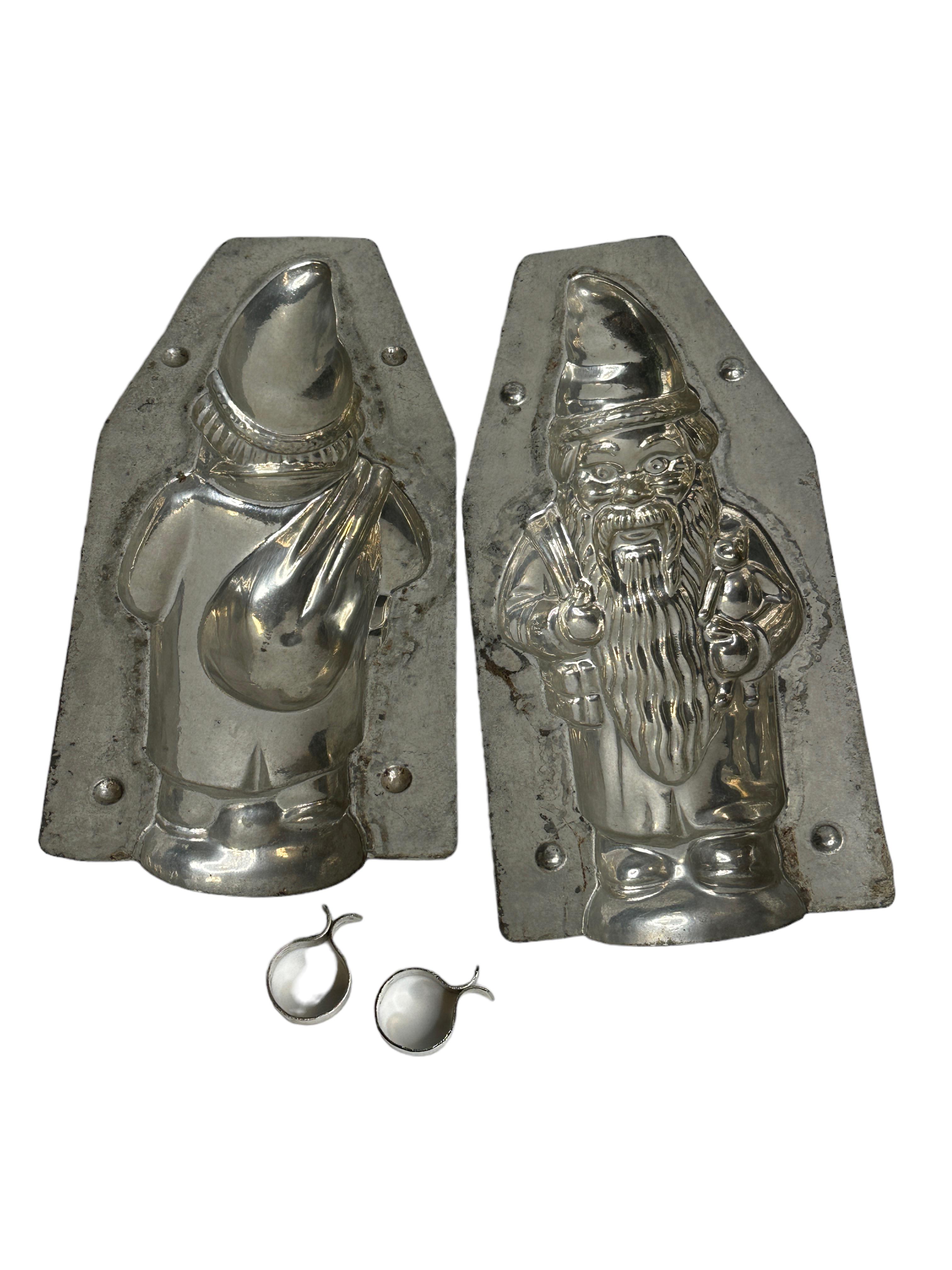 Metal Santa Claus Christmas Chocolate Mold Antique 1920s, Germany For Sale