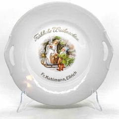 Santa Claus Cookies Christmas Plate with Gnome and Angel Motif, Antique German