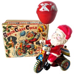 Vintage "Santa Claus Cycle" Wind Up Toy with Original Box, Japan, circa 1955