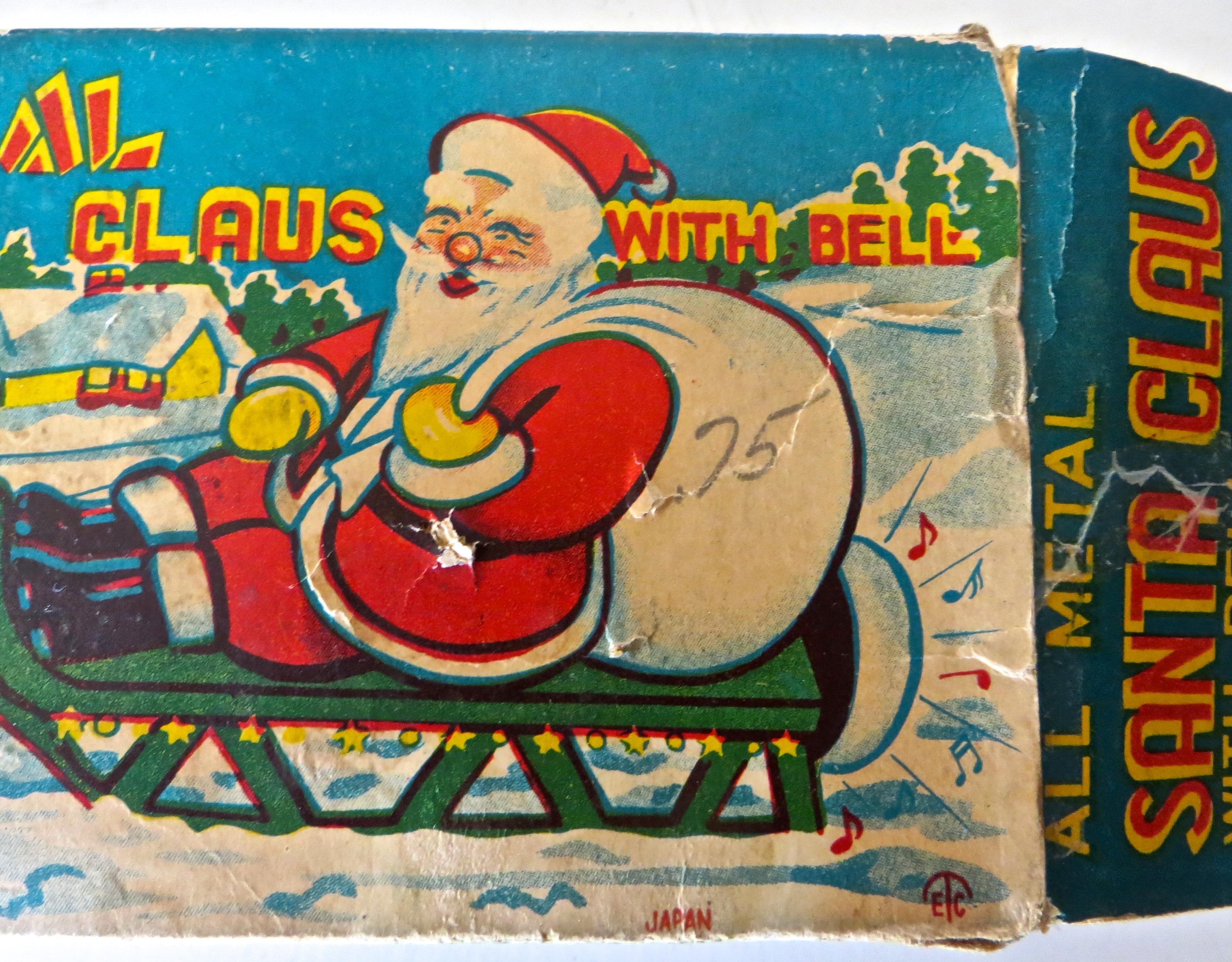 Tin Santa Claus in a Sleigh Wind Up Toy Japan, circa 1953