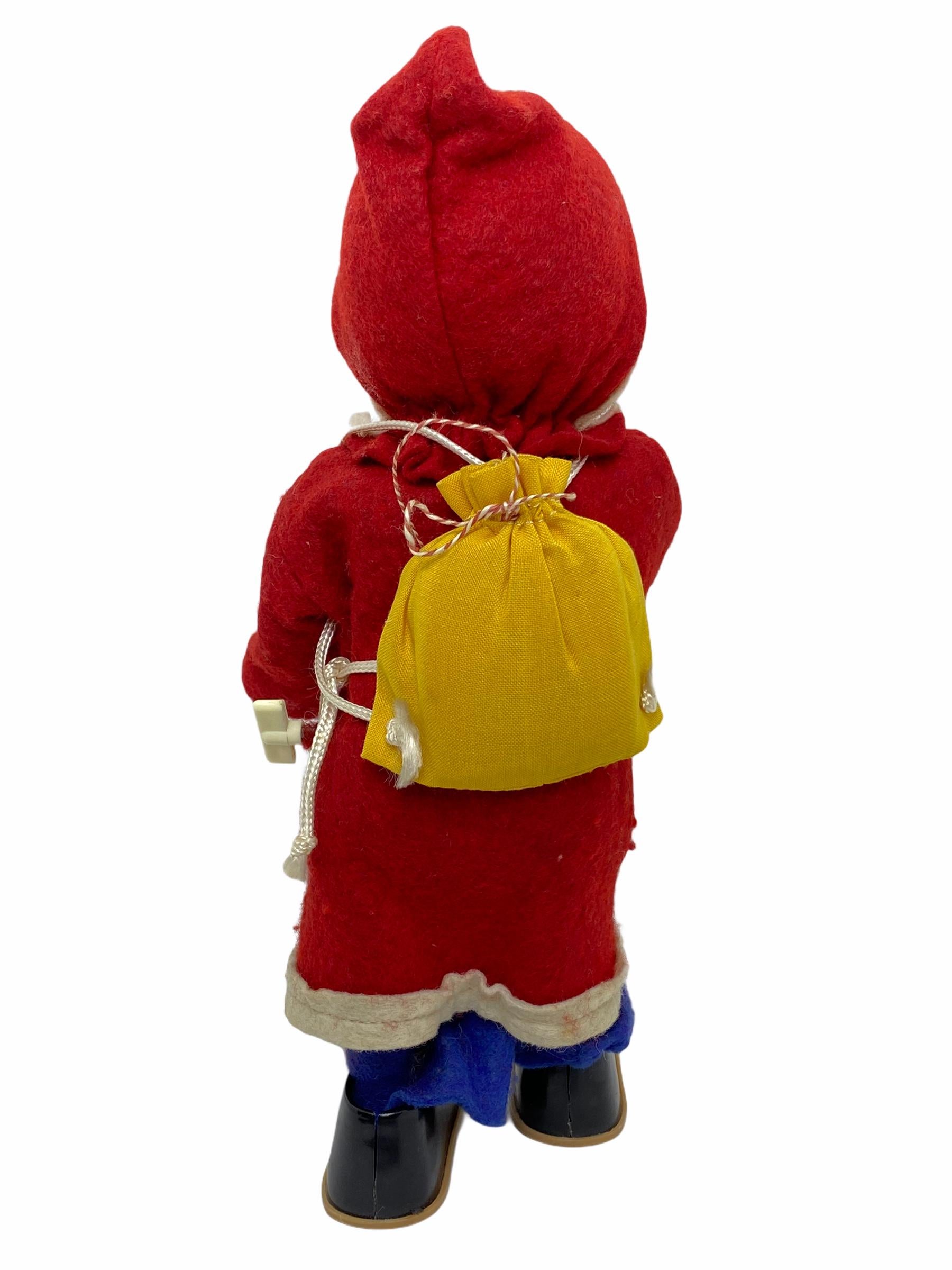 Folk Art Santa Claus Wind Up Toy Figure Vintage German Christmas, 1960s