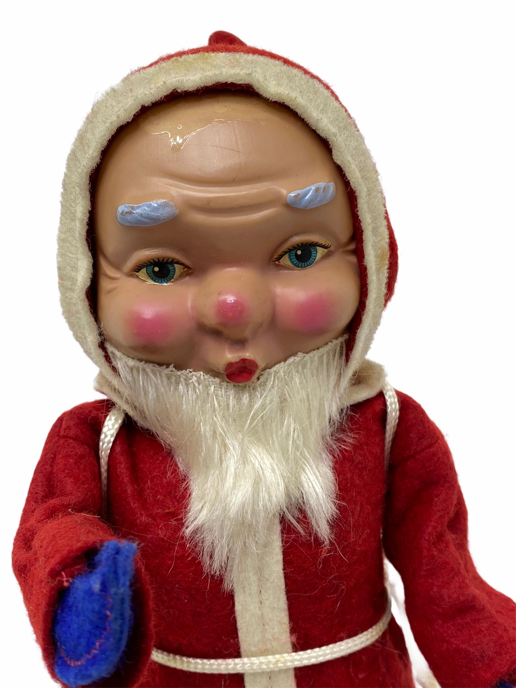 Mid-20th Century Santa Claus Wind Up Toy Figure Vintage German Christmas, 1960s