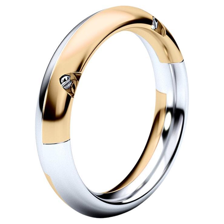 SANTA CRUZ Two-Tone 14k Yellow & White Gold Ring For Sale