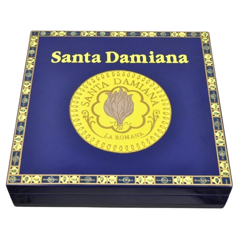 Santa Damiana La Romana Blue Lacquered Wood Cigar Humidor Box For Sale