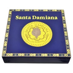 Used Santa Damiana La Romana Blue Lacquered Wood Cigar Humidor Box