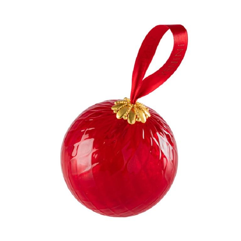 Santa Decoration Ball in Transparent Red Glass  by Venini For Sale