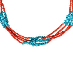 Santa Domingo Coral and Turquoise Necklace