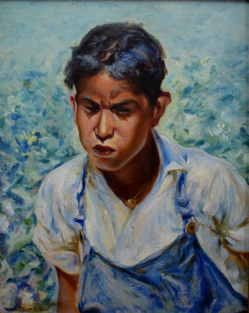« Garniture en coton »  BOY YOUNG MEXICAN BOY IN THE COTTON FIELDS (BOY MEXICAN IN THE COTTON FIELDS).  A PROPOS DE LA JOSE ARPA  - Painting de Santa Duran