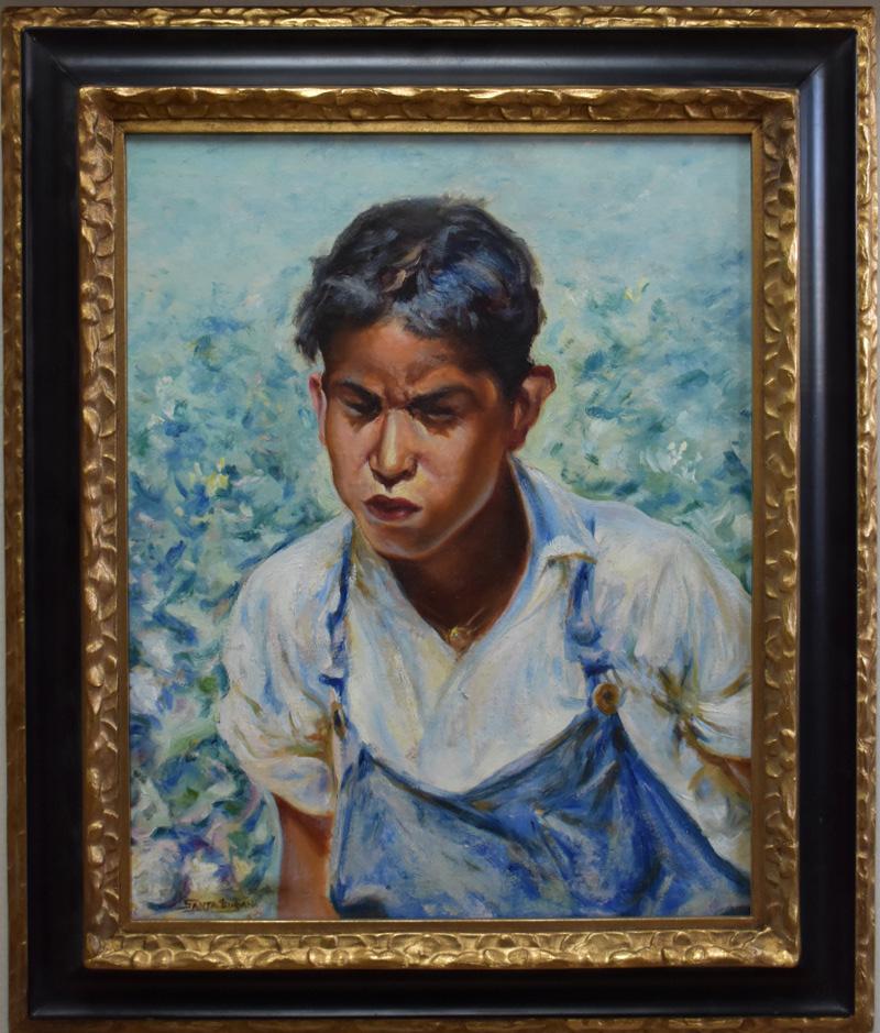 "Picking Cotton"  YOUNG MEXICAN BOY IN THE COTTON FIELDS.  AFTER JOSE ARPA 