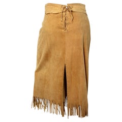 Santa Fe Leather Co. Suede Fringe Lace-Up Vintage Skirt