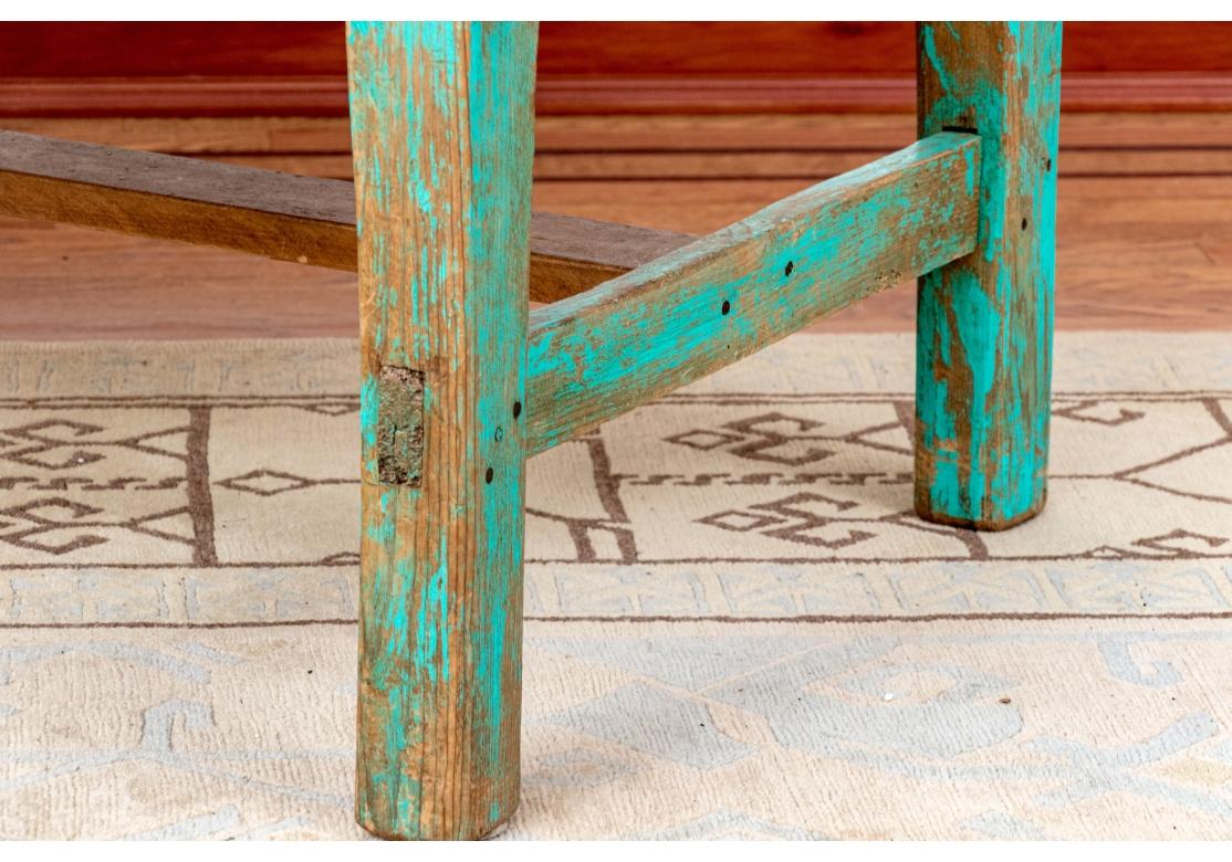 Santa Fe Painted Pine Cocktail Table From J. Sykes In Distressed Condition For Sale In Bridgeport, CT