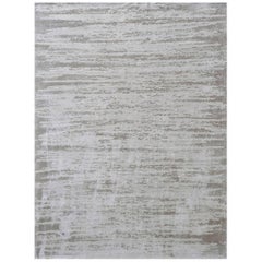 "Santa Fe - Silver + Cream" /  8
 x 10
 / Hand-Knotted Wool  + Silk Rug