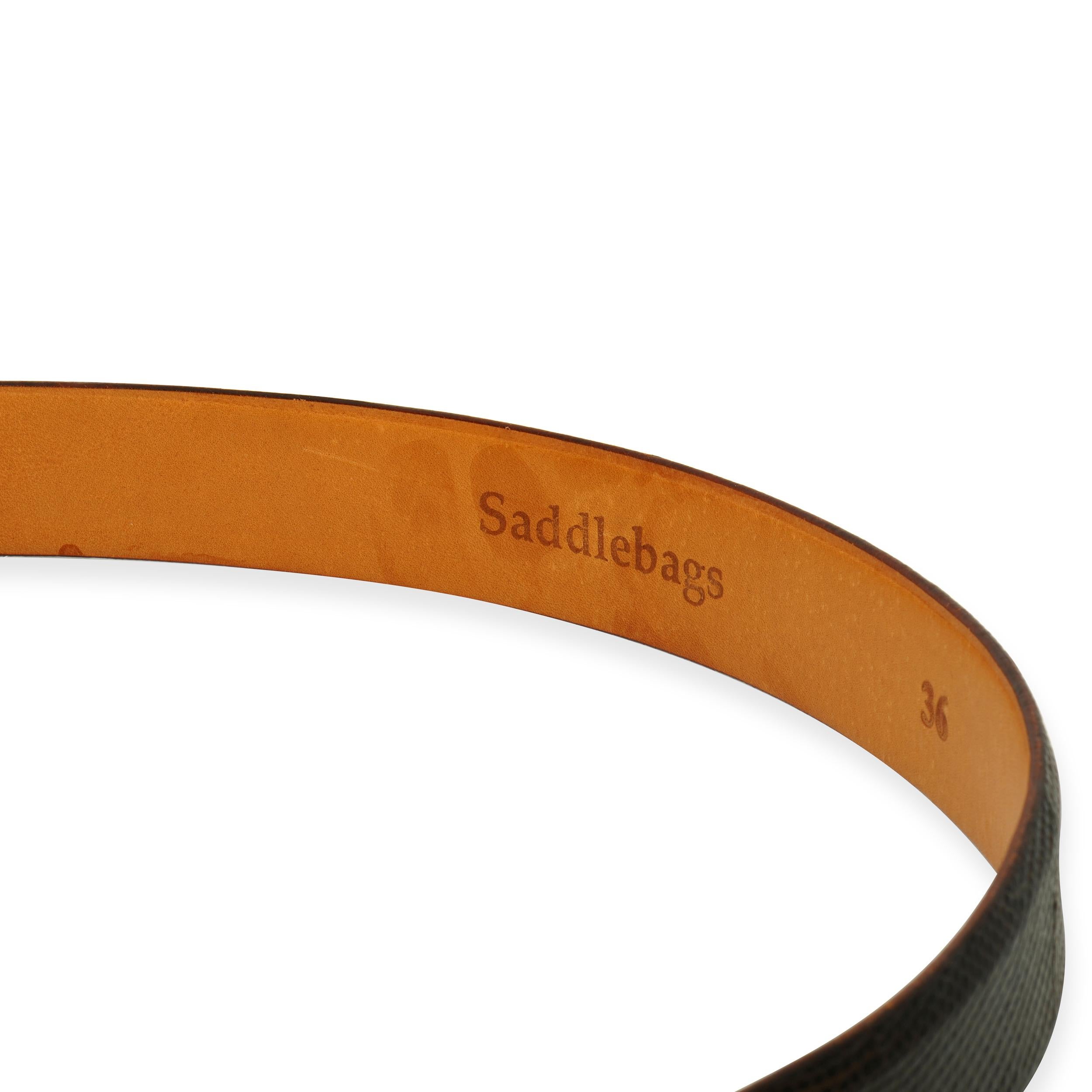 Santa Fe Sterling Silver Belt Buckle Saddlebags Leather Excellent état - En vente à Scottsdale, AZ