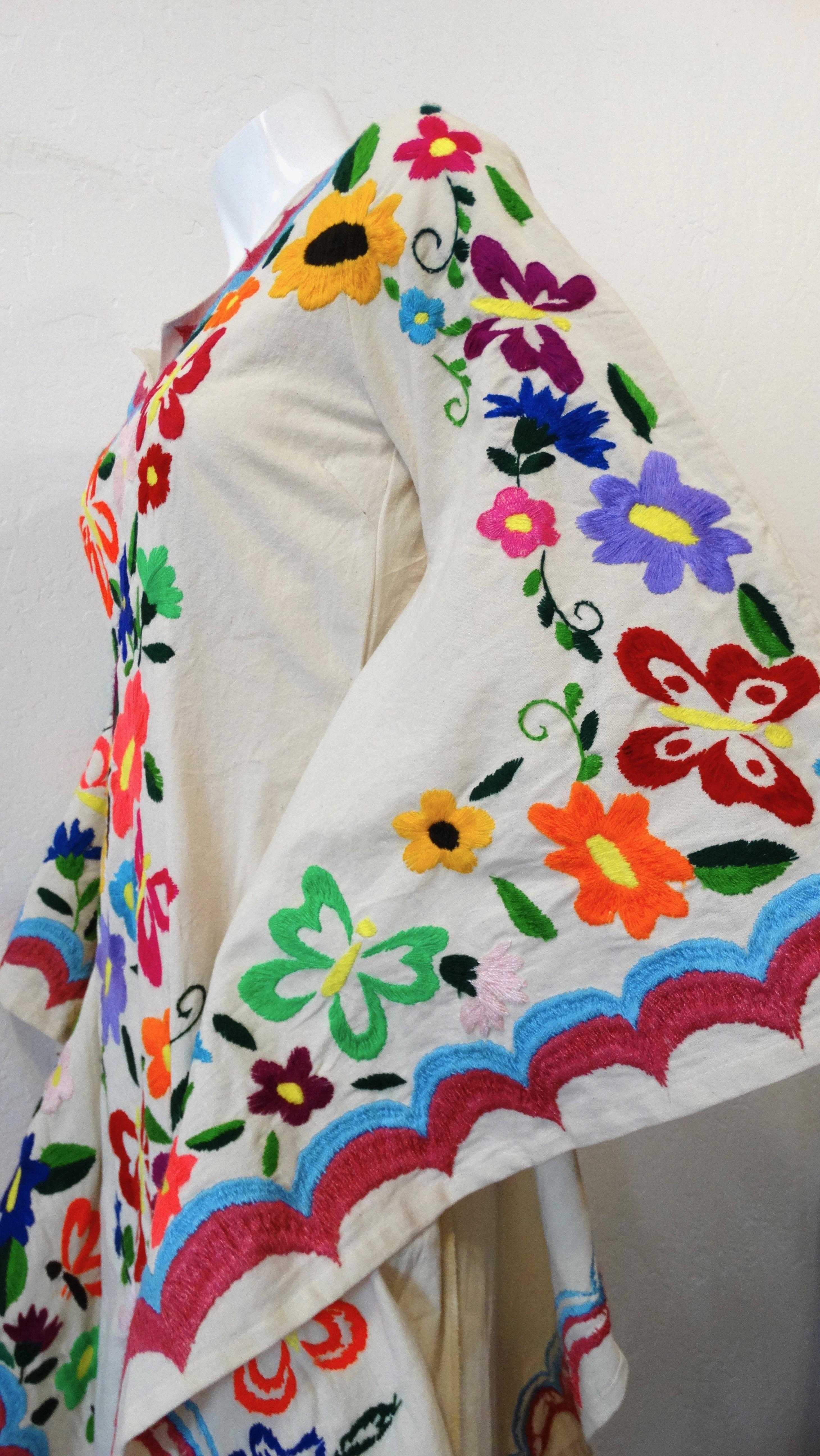 Santa Marguerite Flor de Celo Embroidered Angel Wing Kaftan Dress 6