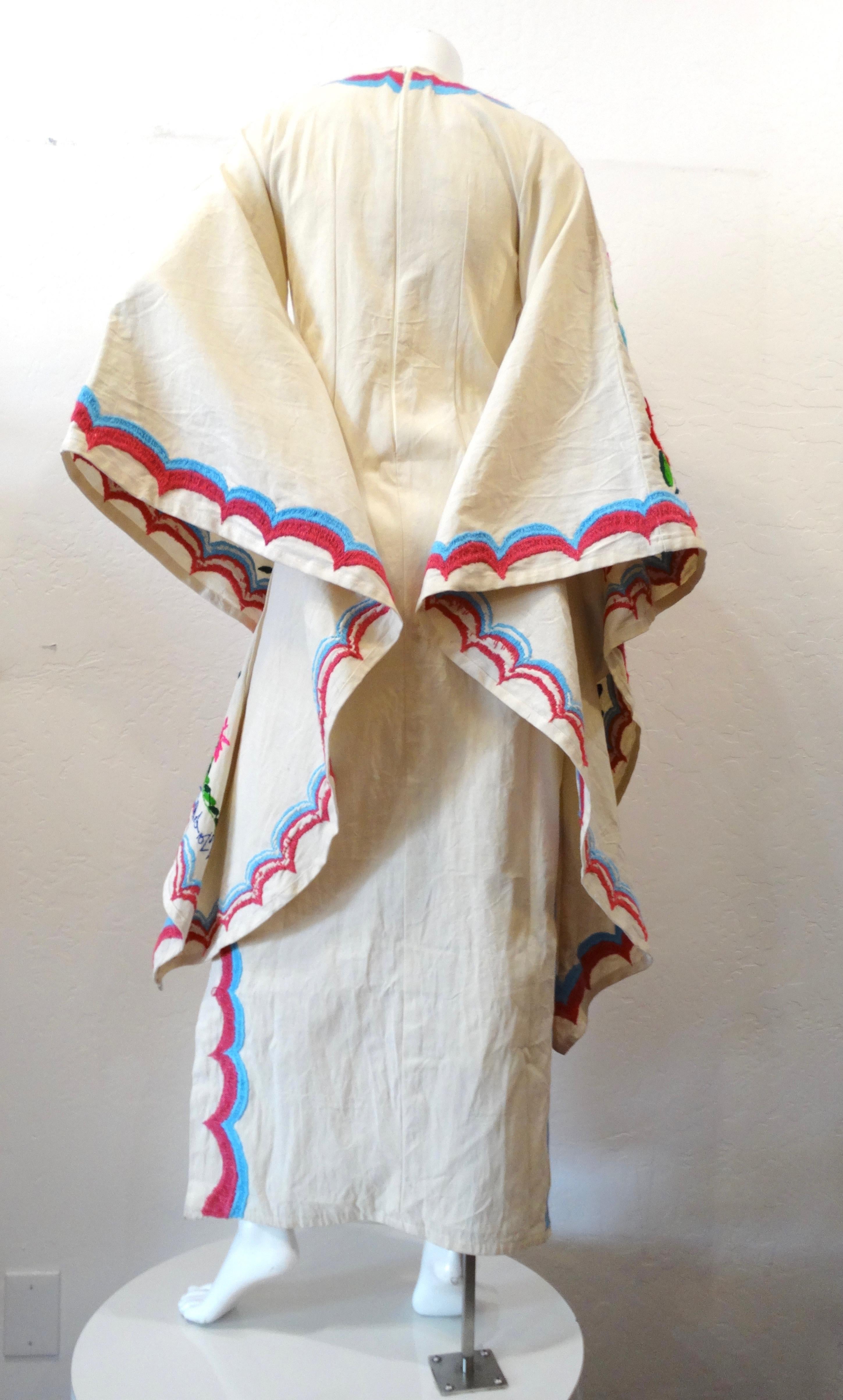 Santa Marguerite Flor de Celo Embroidered Angel Wing Kaftan Dress 8
