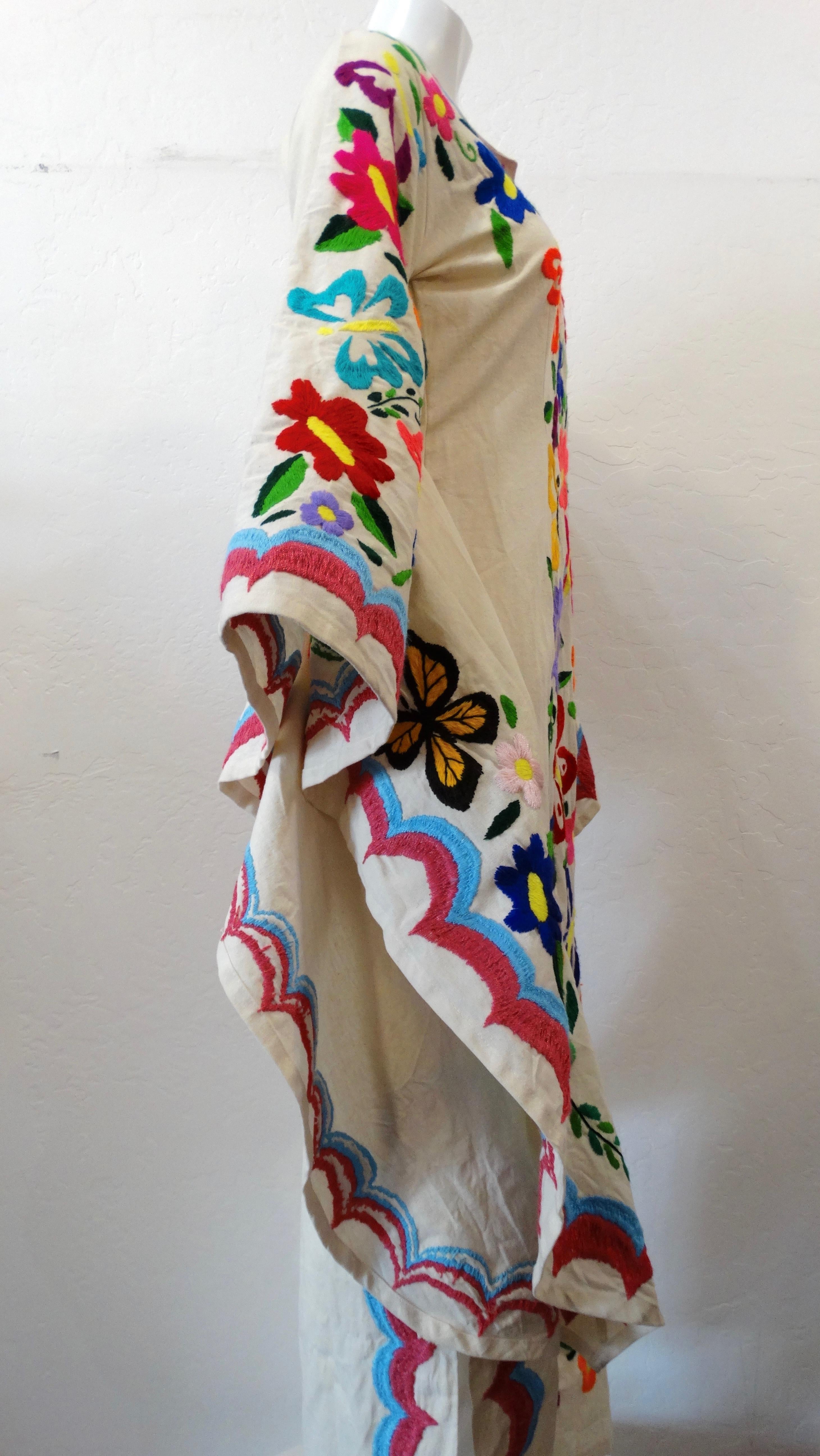 Santa Marguerite Flor de Celo Embroidered Angel Wing Kaftan Dress 1