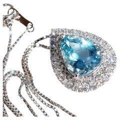 Santa Maria Aquamarin Brilliant Pendant 2.73 ct  Platinum 0.63 ct Rare Color