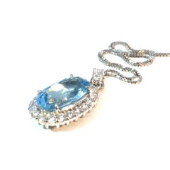 Colgante Santa María Aquamarin Brillante 3.80 ct Platino 0.87 ct Color Raro