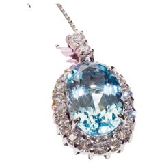 Pendentif Santa Maria Aquamarin Brilliante 3.80 ct  Platine rare de 0.87 carat