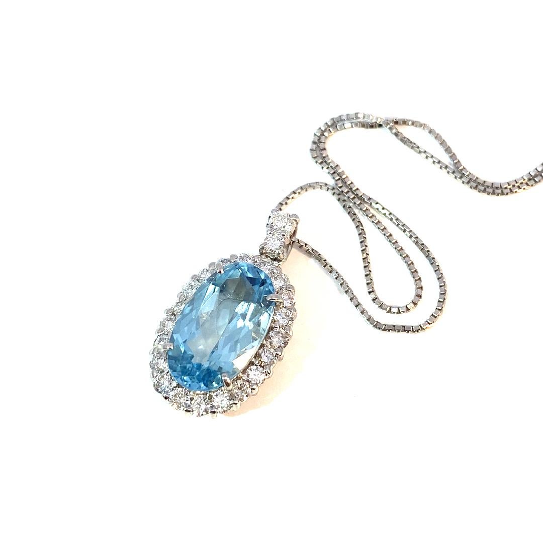 Ciondolo Brilliante Santa Maria Aquamarin 3.80 ct  Platino 0.87 ct Colore raro in vendita 1