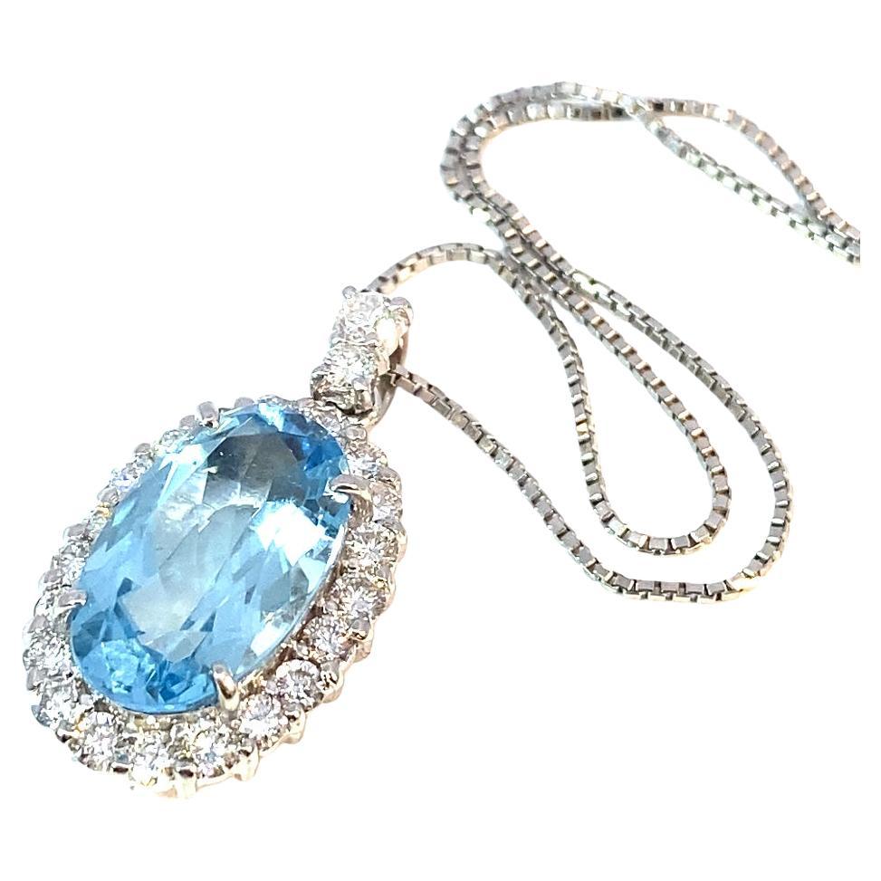 Ciondolo Brilliante Santa Maria Aquamarin 3.80 ct  Platino 0.87 ct Colore raro in vendita