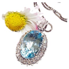 Pendentif Santa Maria Aquamarin Brilliante 3.80 ct  Platine rare de 0.87 carat