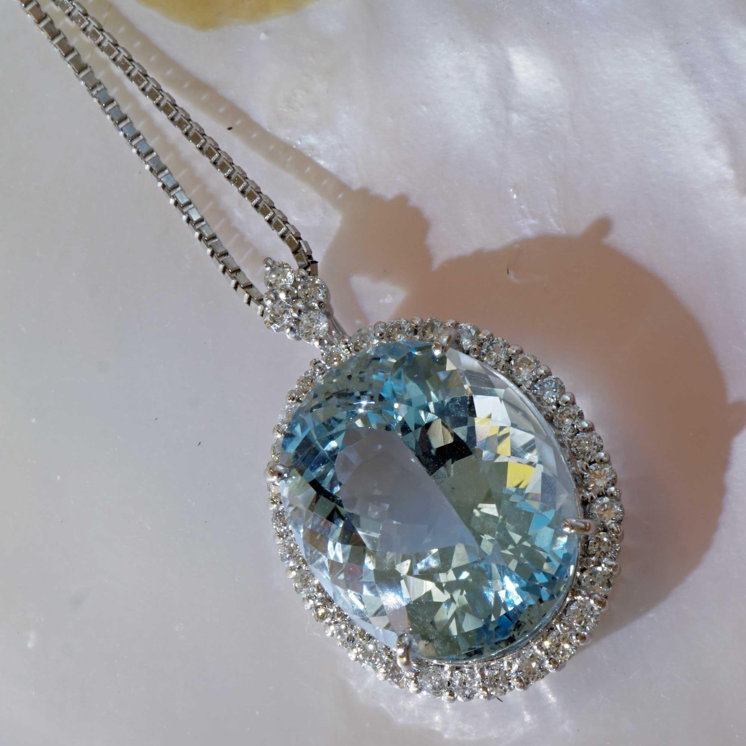 Santa Maria Aquamarin Brilliant Pendant 7.4 ct  Platinum 0.35 ct Rare Color 4