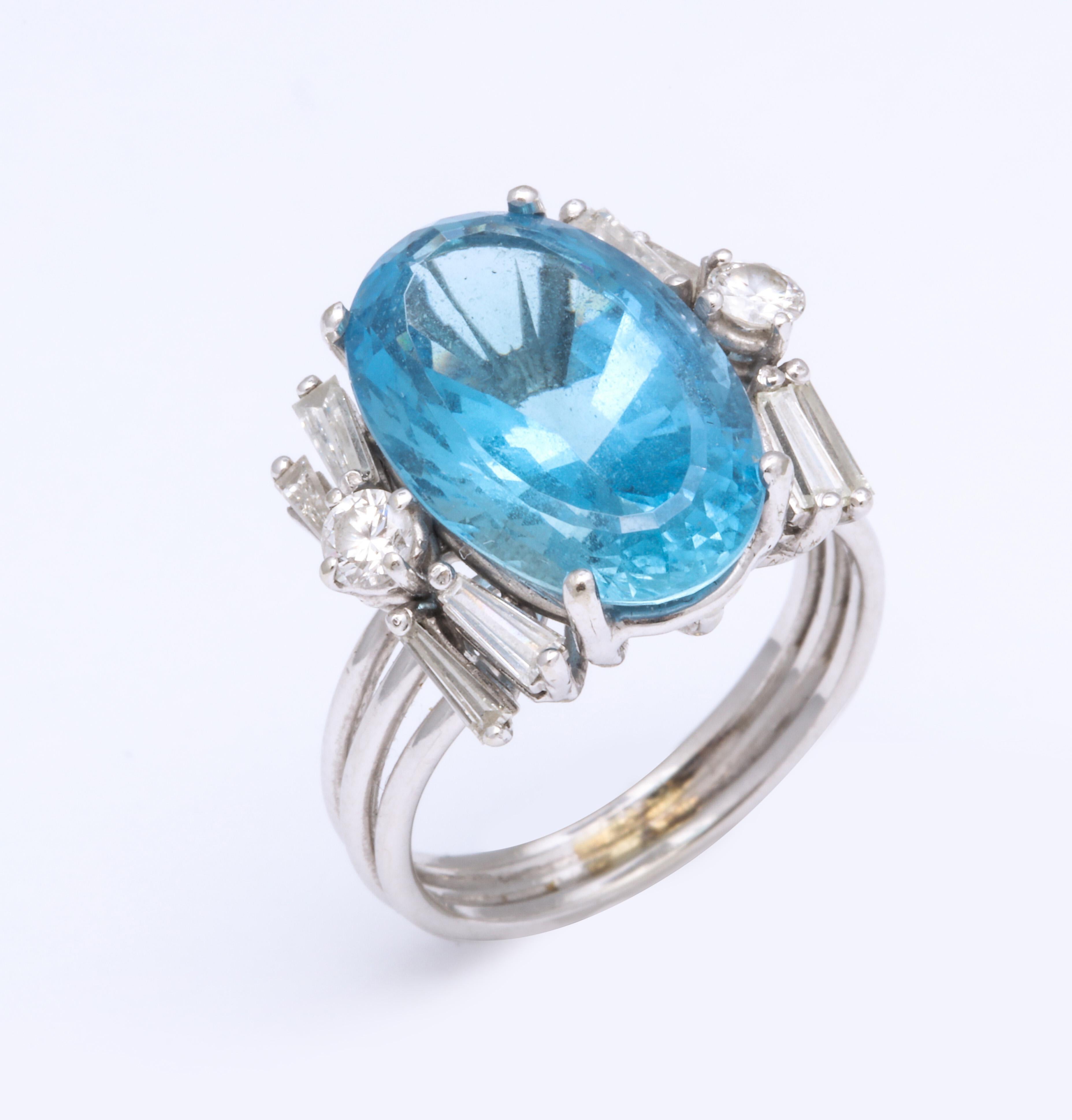 Women's 'Santa Maria' Aquamarine and Diamond White Gold Ring