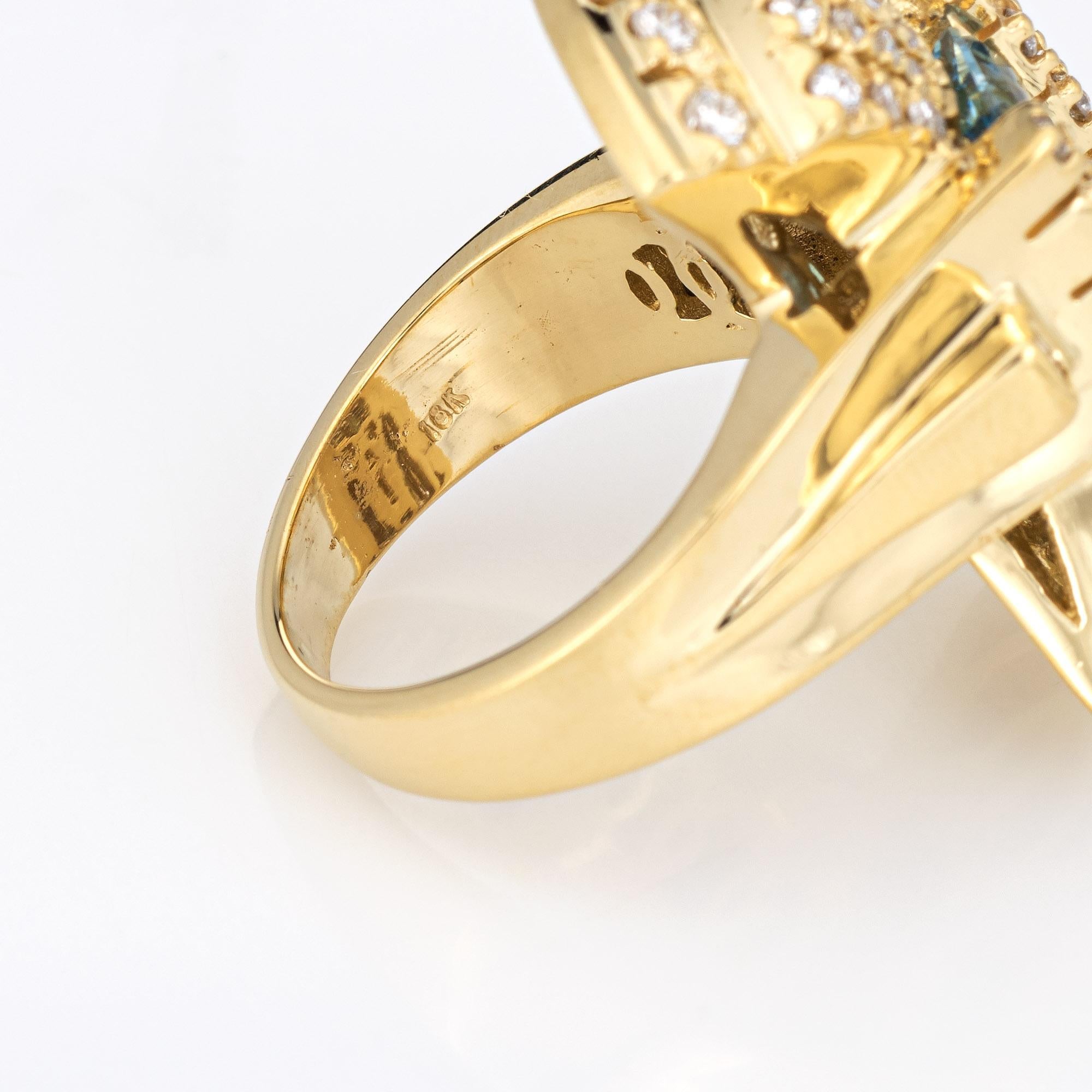 Women's Santa Maria Aquamarine Diamond Ring Estate 18k Yellow Gold Cocktail Jewelry 6.5  For Sale