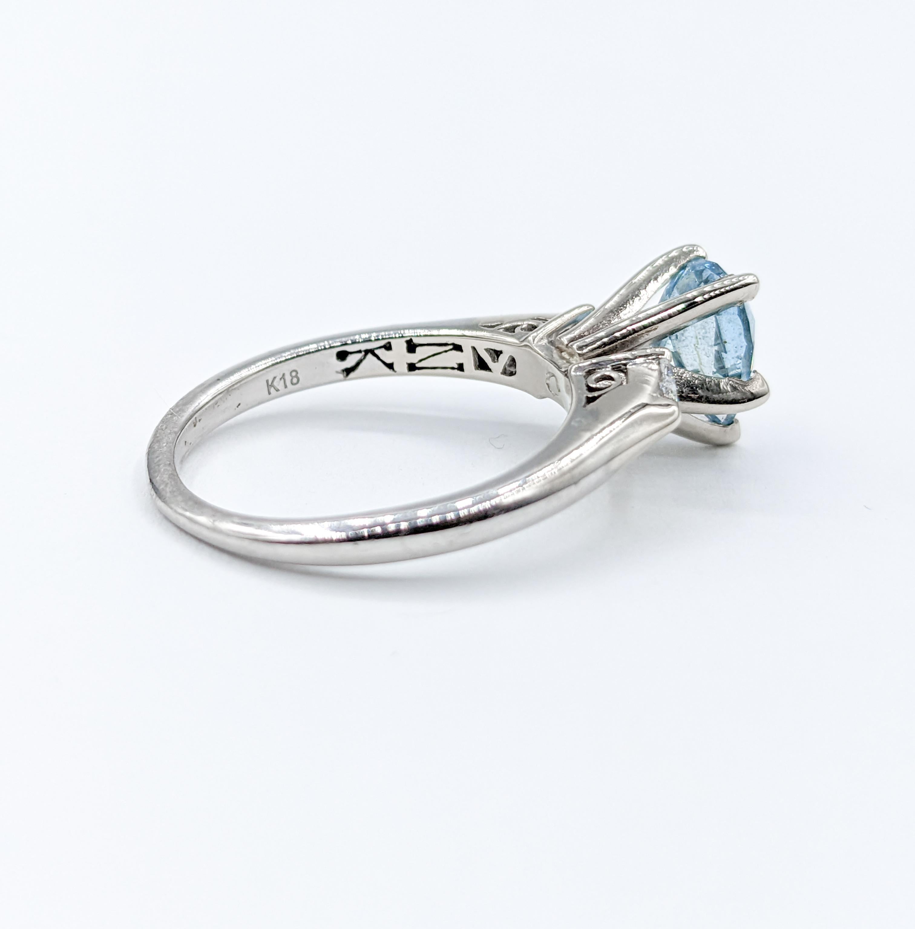 Santa Maria Aquamarine & Diamond Ring For Sale 3