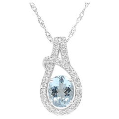 Santa Maria Aquamarine Pendant with White Zircon in Sterling Silver 2.63cts