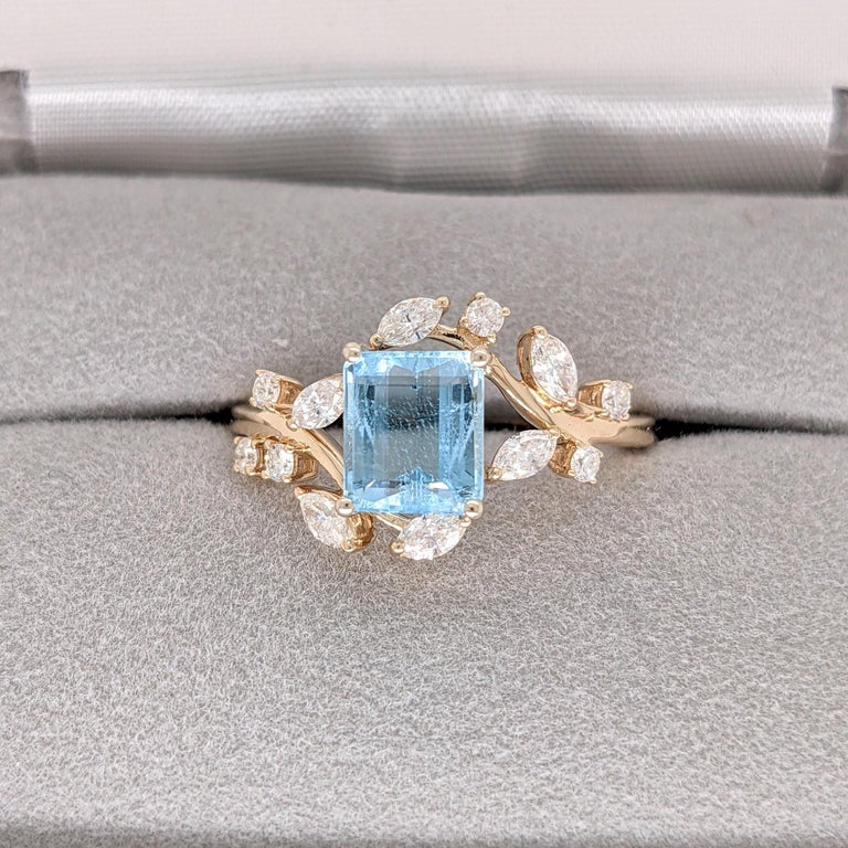 Bague En Or Jaune 14k Avec Aigue-marine Naturelle Bleue 7x5mm - Taille 8.5, Style Solitaire, Occasion