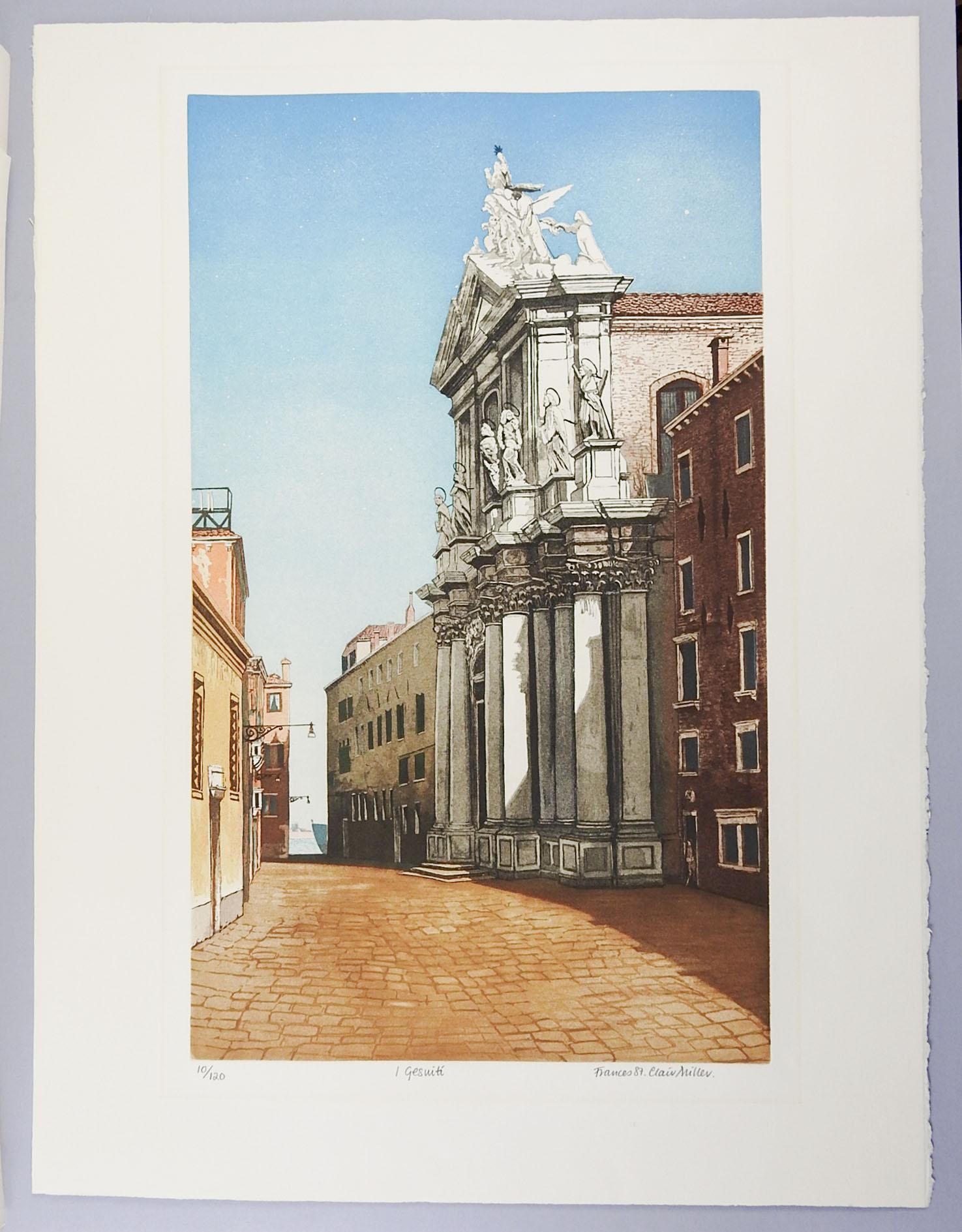 Gravure de Fontaine Santa Maria de Venise, Italie Bon état - En vente à Seguin, TX