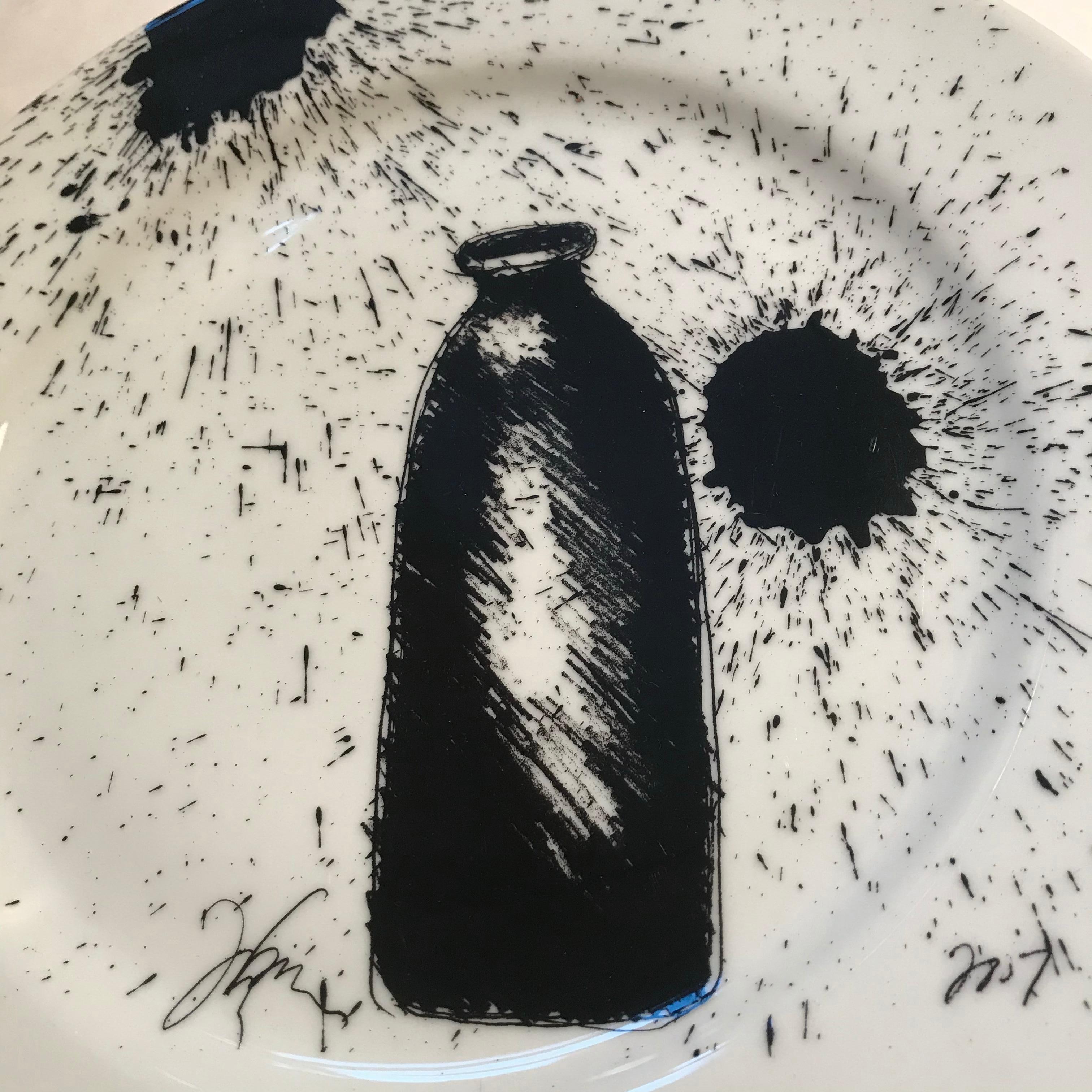 Ceramic plate designed by artist Joe Goode. Produced on the occasion of the Santa Monica Museum of Art’s 20th anniversary. Edition of 125 Plate signed; numbered and stamped with artist signature and SMMOA 20th Anniversary stamp to the verso.