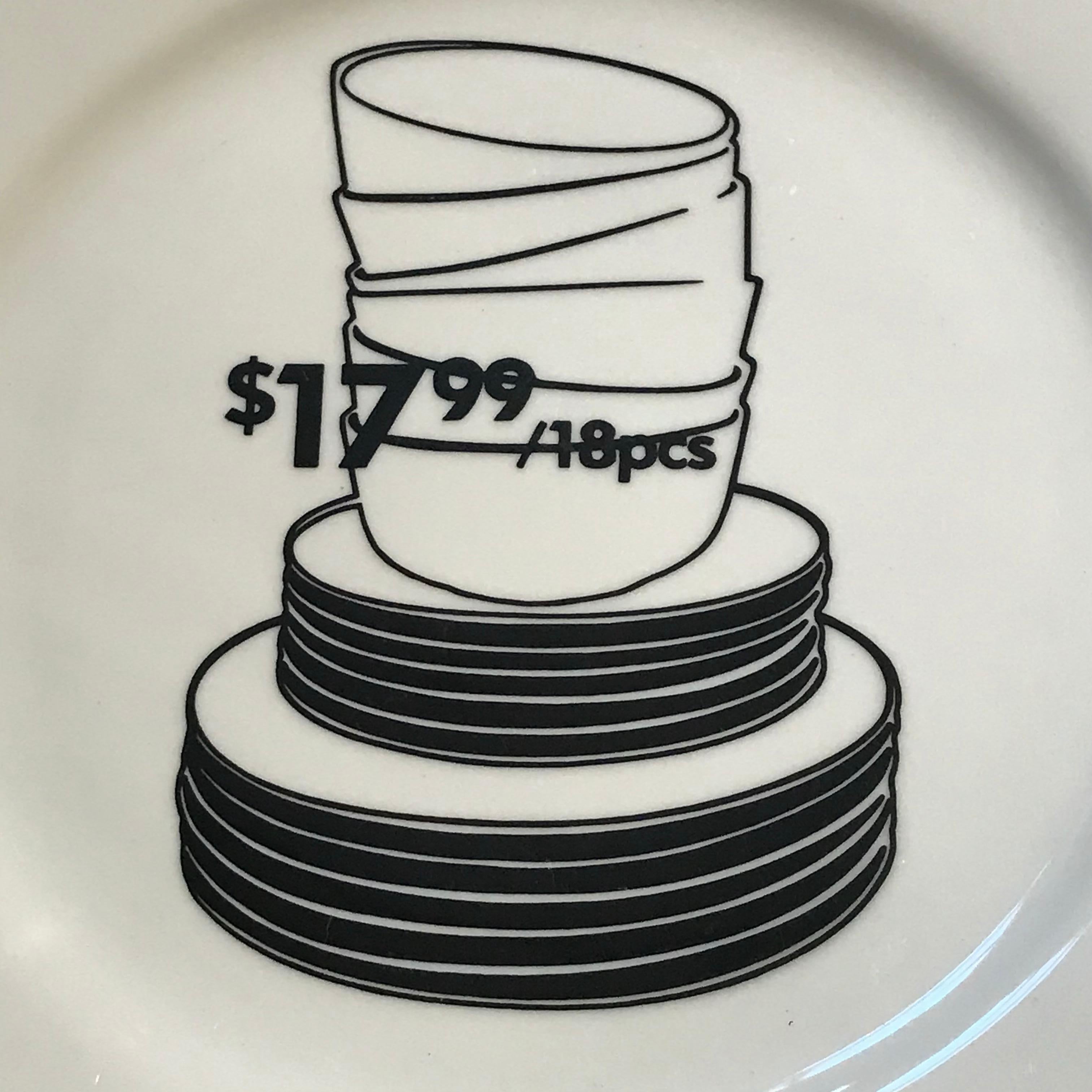 Ceramic plate designed by artist Kota Ezawa. Produced on the occasion of the Santa Monica Museum of Art’s 20th anniversary. Edition of 125 Plate signed; numbered and stamped with artist signature and SMMOA 20th Anniversary stamp to the verso.