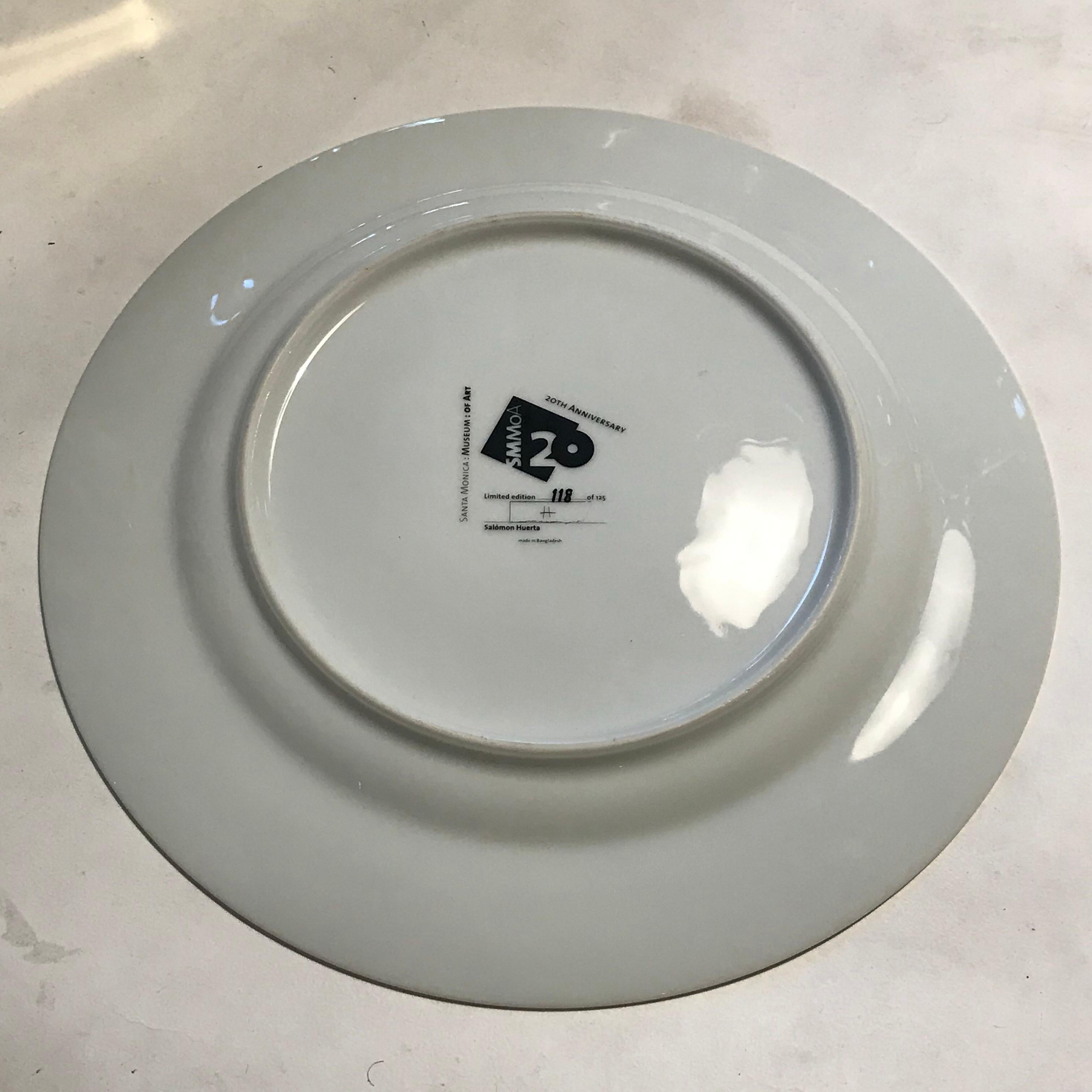 Modern Santa Monica Museum of Art 20th Anniversary Plate Fishman by Salomon Huerta