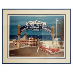 Vintage SANTA MONICA PIER 1957 Litograph by Stan Cline