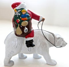 "Santa Riding A Polar Bear" Still Bank, American, circa 1988