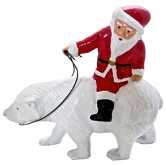 Retro "Santa Riding A Polar Bear" Still Bank, American, circa 1988