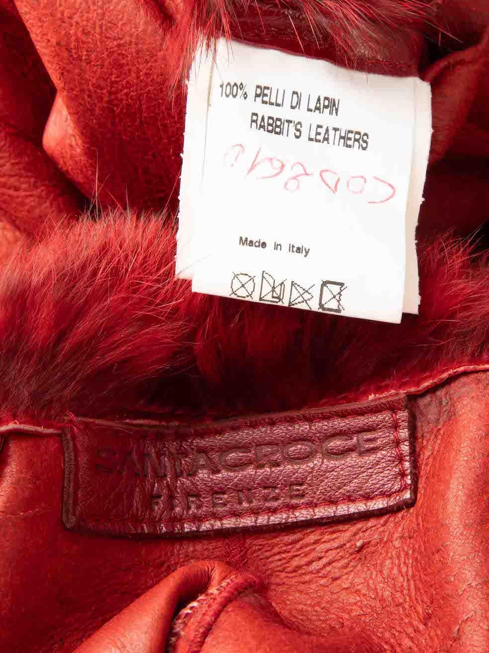 Santacroce Firenze Red Fur Lined Distressed Coat Size S For Sale 1