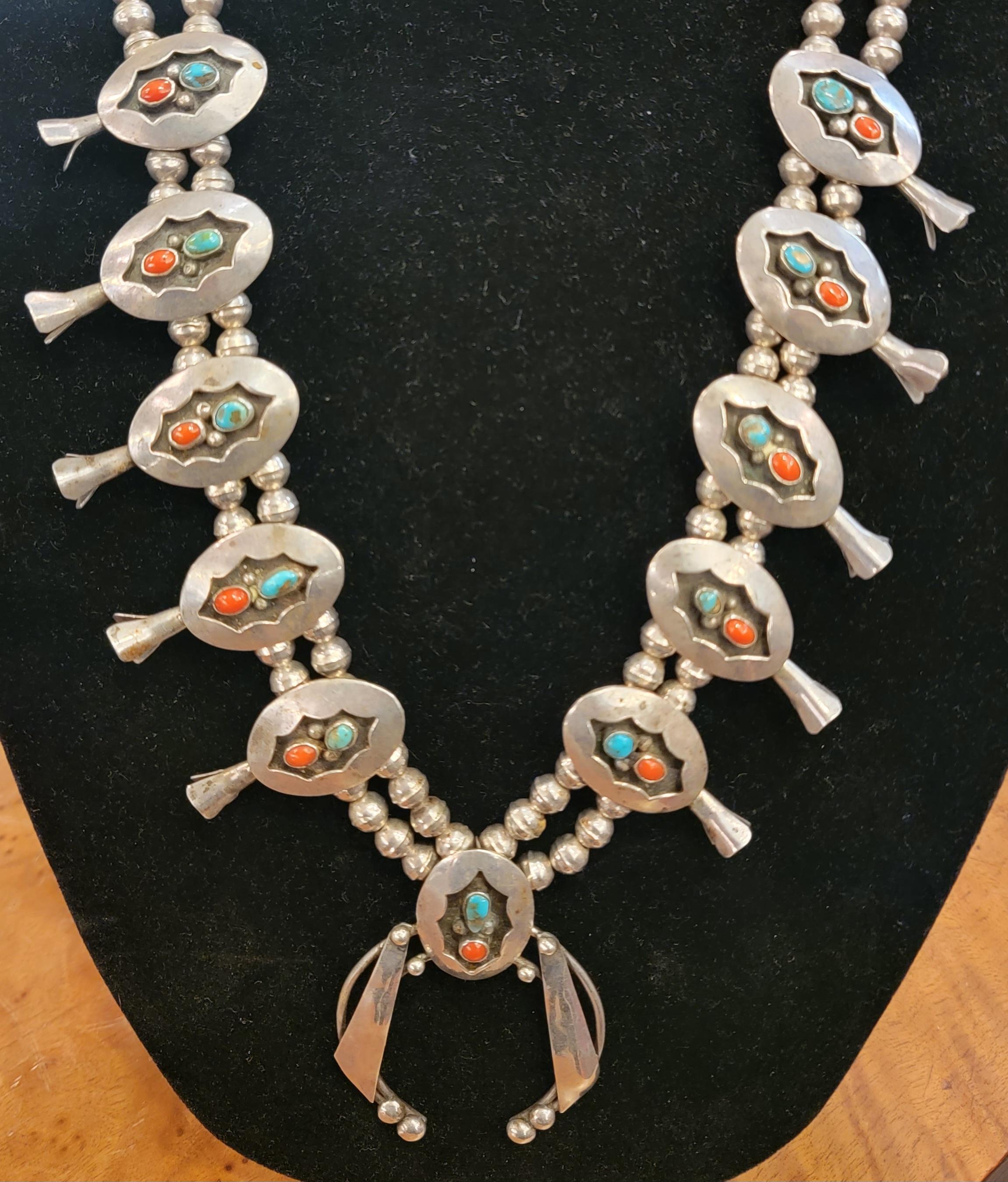 SantaFe School Navajo Sterling 1990s Spondelous Necklace For Sale 1