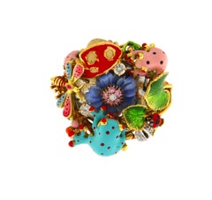 Santagostino Bague en or 18k avec émail et diamants "Enchanted Garden" (jardin enchanté)