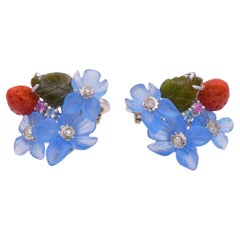 Santagostino Blumenohrringe mit Multigem und Diamanten