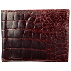 SANTAMARIA Textured Alligator Embossed Burgundy Leather Wallet Bifold Wallet