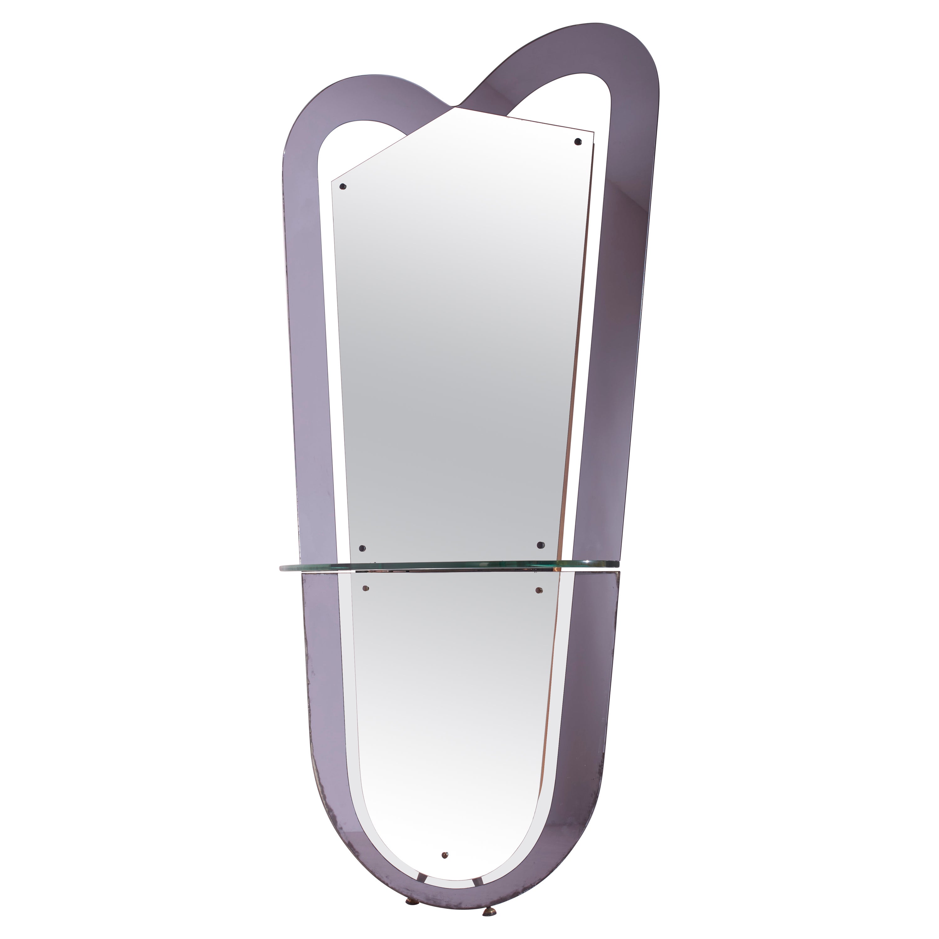 Santamborgio & De Berti wall mirror with a shelf, Italy, 1965